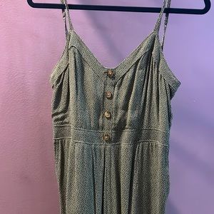 Abercrombie Polka Dot Green Linen Jumpsuit